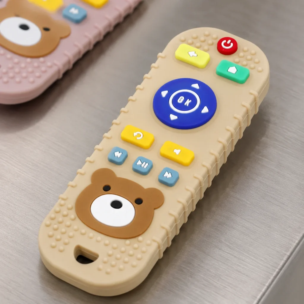 Custom Silicone Baby Teether Remote Control Shape OEM Manufacturer (4)_副本