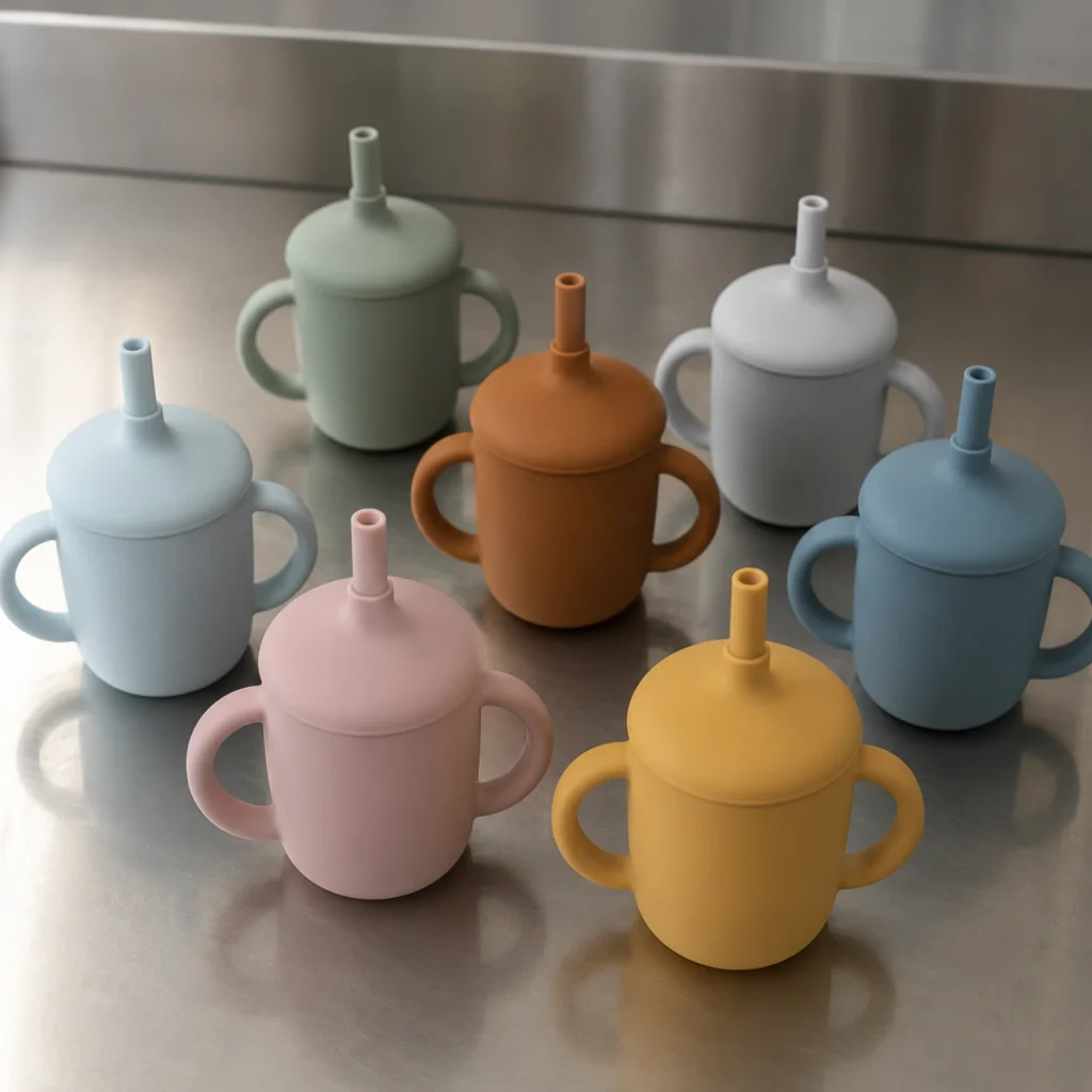 Custom Silicone Baby Cup with Straw and Handles | OEM Manufacturer