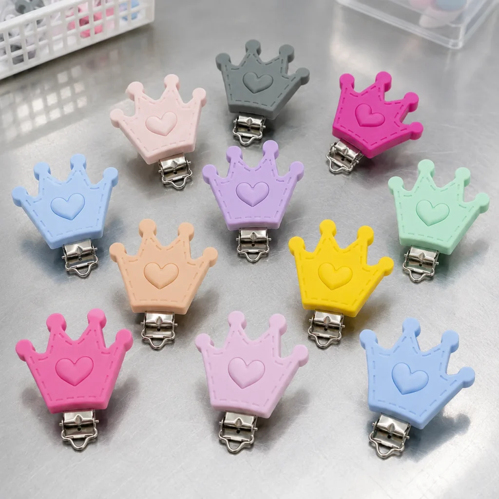 Custom Silicone Crown Pacifier Clip OEM Manufacturer (4)