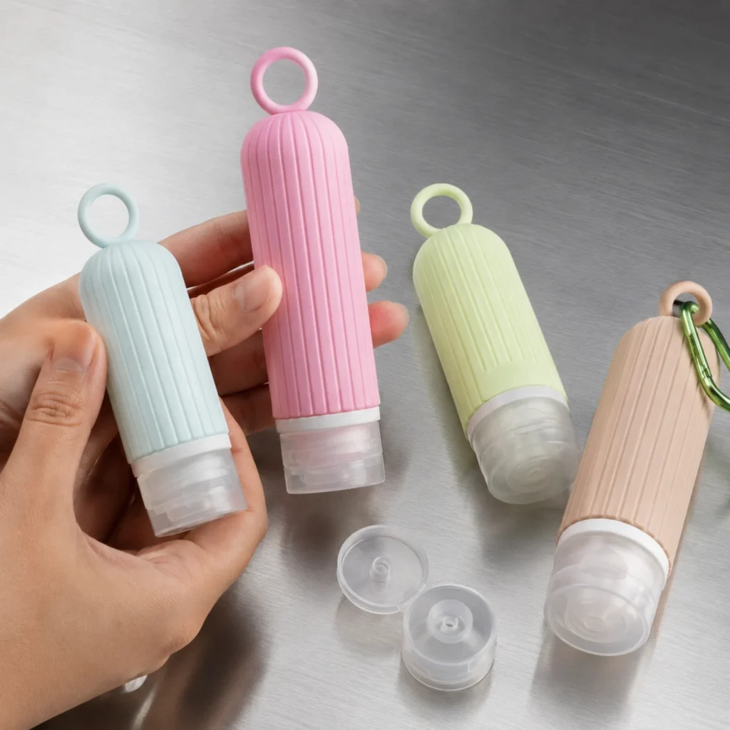 Wholesale Silicone Travel Toiletry Bottles with Ring Handle  OEM