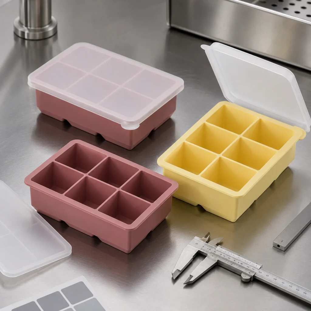 Custom Large Silicone Ice Cube Tray with Lid OEM Manufacturer (3)
