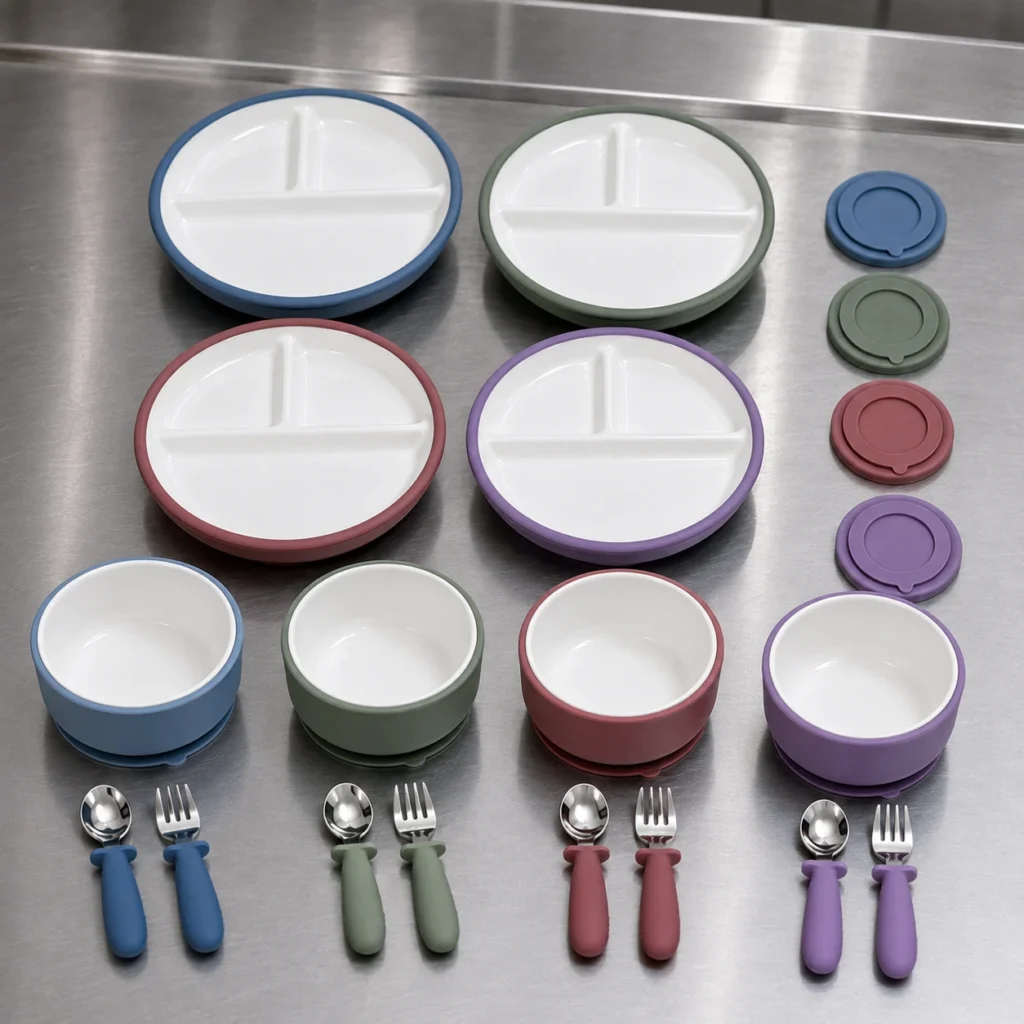 Custom Silicone Suction Baby Ceramic Tableware Set OEM Manufacturer