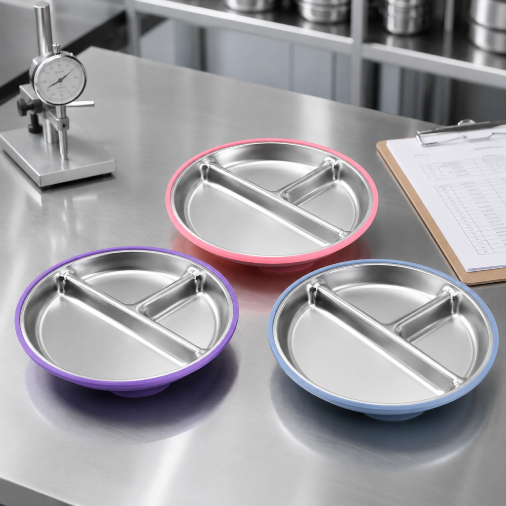 Custom Silicone Suction Stainless Steel Divided Baby Plate OEM Manufacturer (4)